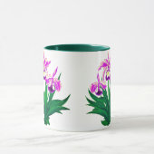 野生のラン – 淡い紫のランと葉 マグカップ (中央)