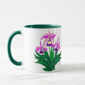 野生のラン – 淡い紫のランと葉 マグカップ (左)