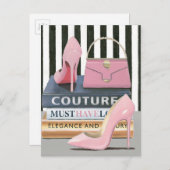 野生のリンゴ |オートクチュールストライプ – シューズ&バッグ ポストカード (正面/裏面)