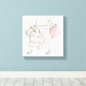 野生のリンゴ |ピンクモダンのファッションスケッチ キャンバスプリント (インサイチュ (ウッドフロア))