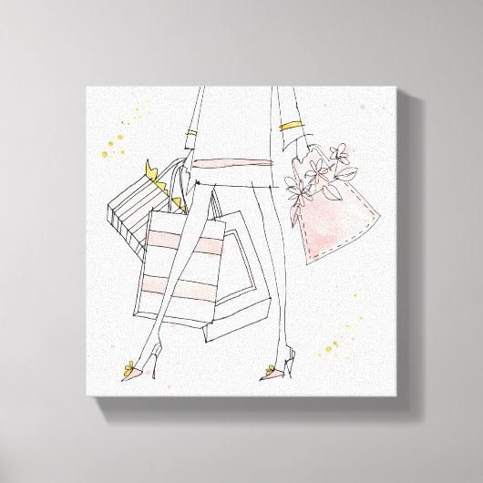 野生のリンゴ |ピンクモダンのファッションスケッチ キャンバスプリント (正面)