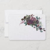 野生のワイルド バーガンディ グレー フラワーの鹿 出欠カード (裏面)