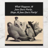 野生のワインは、豚の女の子の夜のワインラベルに乗る ワインラベル (シングルラベル)