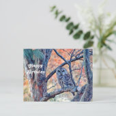 野生のワシズカオオスズメドリの木の写真の誕生日 ポストカード (スタンド正面)