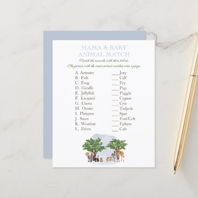 野生のワンアニマルサファリ動物のマッチゲーム (正面/裏面インサイチュ)