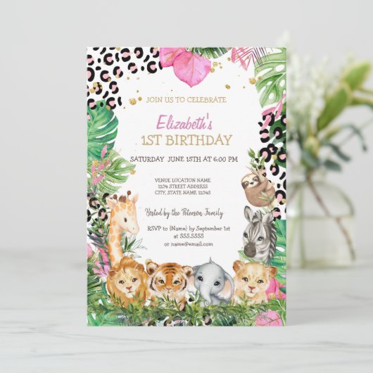 野生のワンアニマルジャングル熱帯葉1st 招待状 (スタンド正面)