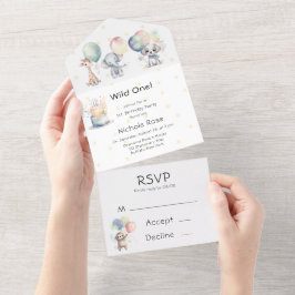 野生のワンアニマルズ1st.誕生日パーティー オールインワン招待状