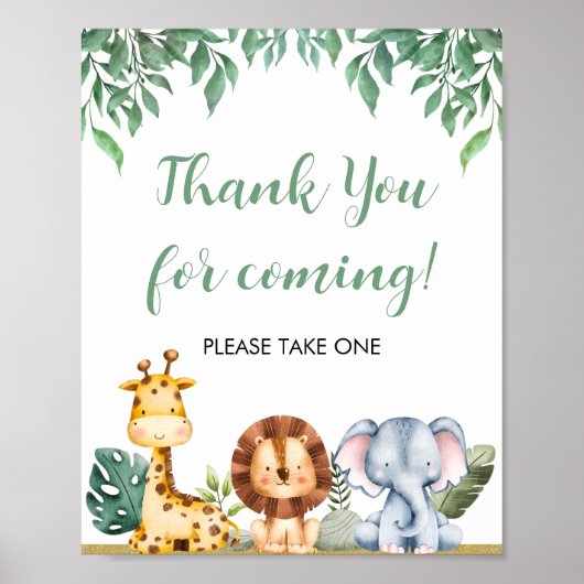 野生のワンサファリ動物のサイン来をありがとう ポスター (正面)