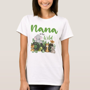 野生のワンサファリ動物のナナのマッチング Tシャツ
