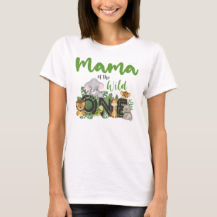 野生のワンジャングルサファリの動物のママの試合 Tシャツ