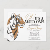 野生のワンジャングルタイガーの最初の誕生日招待状 ポストカード (正面/裏面)