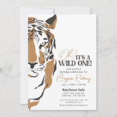 野生のワンジャングルタイガーの最初の誕生日招待状 招待状 (正面)