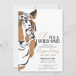 野生のワンジャングルタイガーの最初の誕生日招待状 招待状
