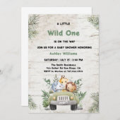 野生のワンジャングル動物の少年の赤ちゃんシャワー 招待状 (正面/裏面)