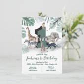 野生のワンジャングル動物の誕生日パーティーの招待 招待状 (スタンド正面)