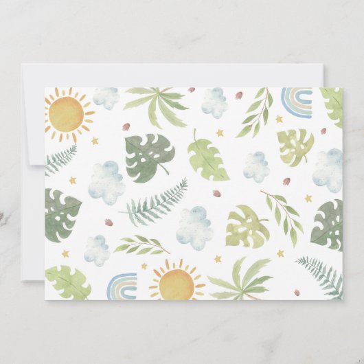 野生のワンジャングル動物1st誕生日の写真 招待状 (裏面)