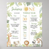 野生のワンジャングル動物1st誕生日マイルストーン ポスター (正面)