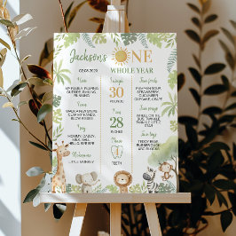 野生のワンジャングル動物1st誕生日マイルストーン ポスター