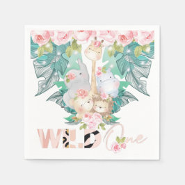 野生のワンジャングル動物 スタンダードカクテルナプキン