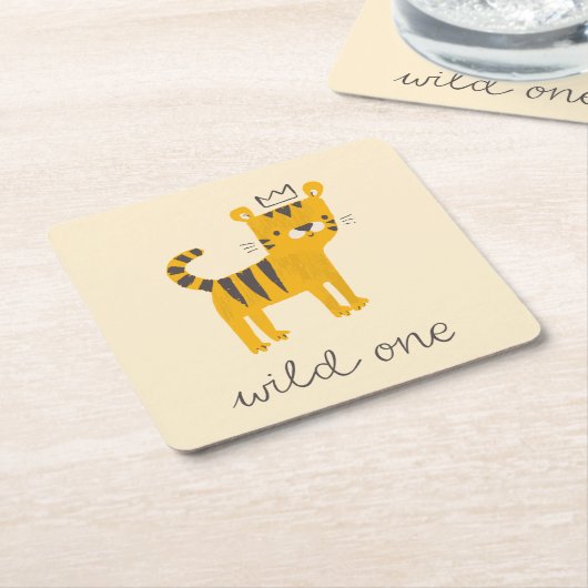 野生のワンタイガー猫 スクエアペーパーコースター (アングル)