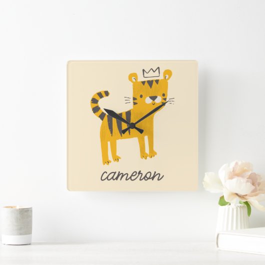 野生のワンタイガー猫 スクエア壁時計 (ホーム)