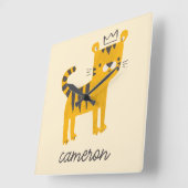 野生のワンタイガー猫 スクエア壁時計 (傾斜)