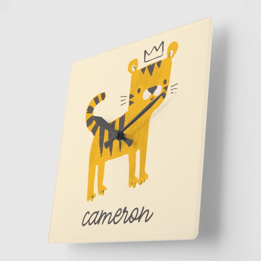 野生のワンタイガー猫 スクエア壁時計 (傾斜)