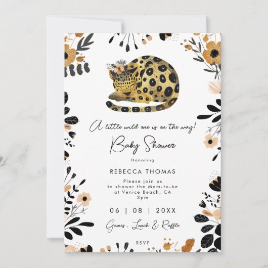 野生のワンヒョウフローラの赤ちゃんシャワー 招待状 (正面)