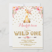 野生のワン☆ピンクゴールドフラワーパーティー 招待状 (正面)