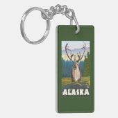 野生のヴィンテージ旅行のAlaskaCaribou キーホルダー (正面左)