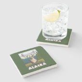 野生のヴィンテージ旅行のAlaskaCaribou ストーンコースター (横)