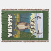 野生のヴィンテージ旅行のAlaskaCaribou スローブランケット (正面)