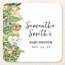 野生の一動物サファリの赤ちゃんシャワーパーティーの装飾 スクエアペーパーコースター
