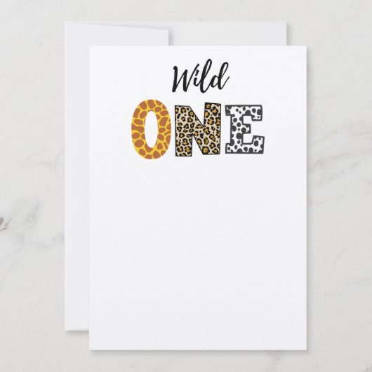 野生の一動物形の文字の最初の誕生日 招待状 (裏面)