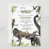 野生の一恐竜ティラノサウルスラプター誕生日 招待状 (正面)