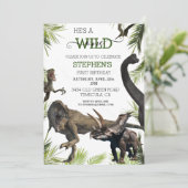 野生の一恐竜ティラノサウルスラプター誕生日 招待状 (スタンド正面)