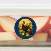 野生の七面鳥とジャスミンフラワーズイラストレーション ラベル (貼付)