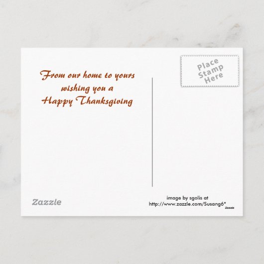 野生の七面鳥と感謝祭の秋の木 シーズンポストカード (裏面)