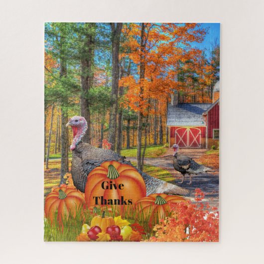 野生の七面鳥と感謝祭の風景/休日 ジグソーパズル (縦)