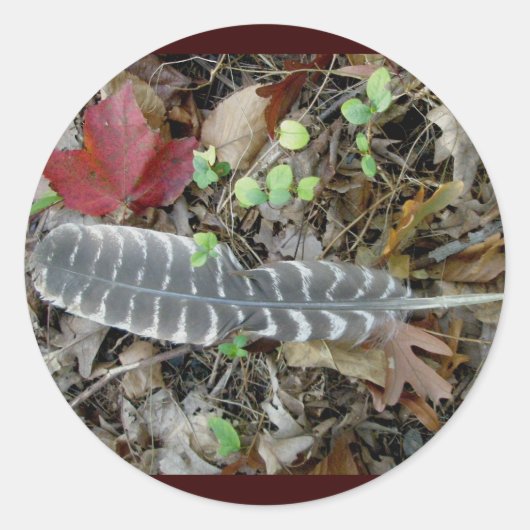 野生の七面鳥の羽のステッカー ラウンドシール (正面)