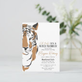 野生の世界ジャングルタイガーボーイズシャワー招待状 ポストカード (スタンド正面)