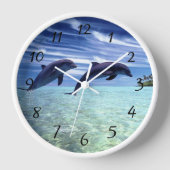 野生の丸い時計のイルカ 壁時計 (正面)