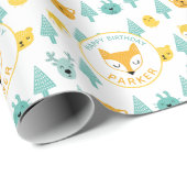 野生の事の森林動物はパーソナライズ孤色に変色させます ラッピングペーパー (ロールコーナー)