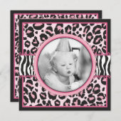 野生の事の誕生日の正方形1 招待状 (正面/裏面)