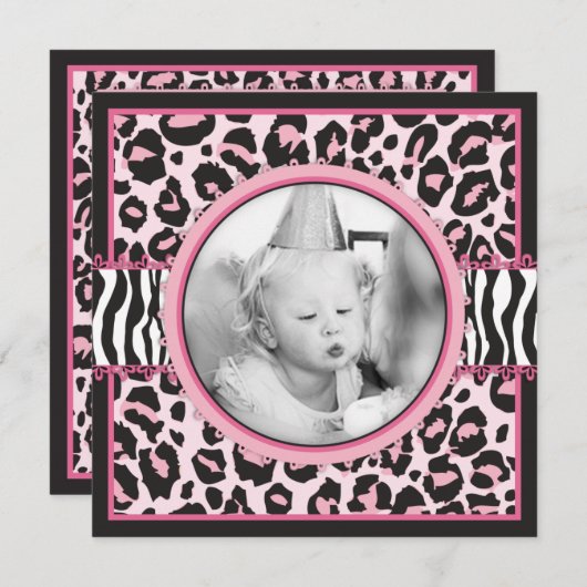 野生の事の誕生日の正方形1 招待状 (正面/裏面)