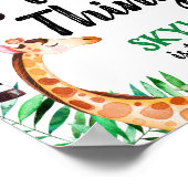 野生の事物の動物子供の誕生日パーティー水色 ポスター (角)