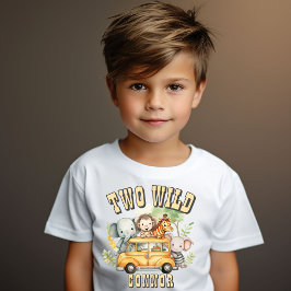野生の二人の少年 誕生日 サファリ 動物たち トドラーTシャツ
