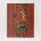 野生の人々の鹿狩り、動物、赤フローラ ジグソーパズル (縦)