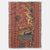 野生の人々の鹿狩り、動物、赤フローラ スローブランケット (正面縦)