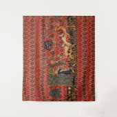 野生の人々の鹿狩り、動物、赤フローラ タペストリー (正面)